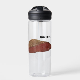 Bouteille D'eau Bite Me Funny Steak Beef Pun Joke