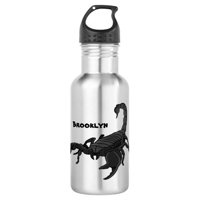 Bouteille D'eau Black hungry scorpion cartoon illustration (Devant)