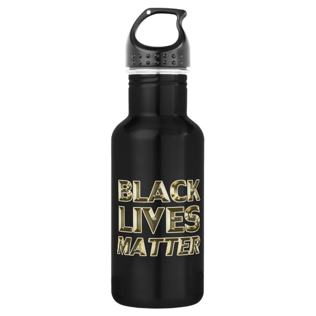 Bouteille D'eau Black Lives Matt or noir typographie moderne (Devant)