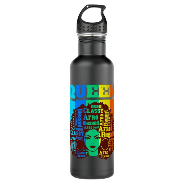 Bouteille D'eau Black Queen Melanin Magie Sista Femme Queens Brown (Devant)