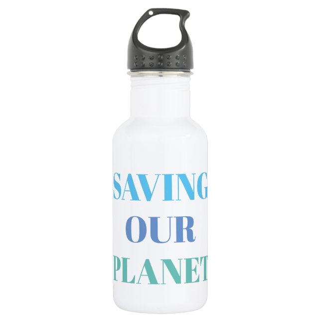 Bouteille d'eau blanche - SAUVER NOTRE PLANÈTE (Devant)