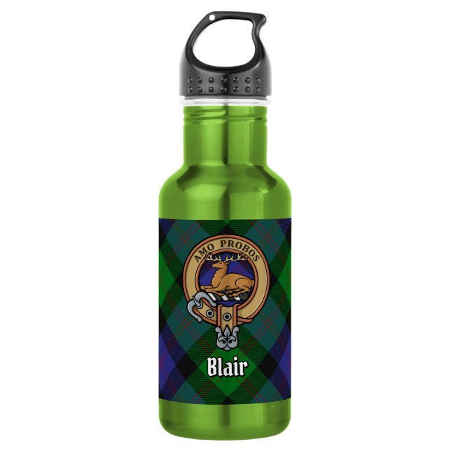 Bouteille D'eau Blason de Clan Blair sur tartan (Devant)