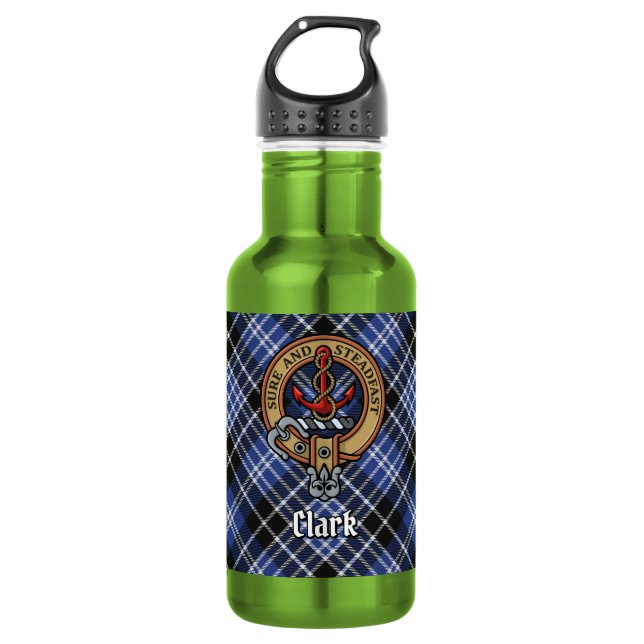 Bouteille D'eau Blason de clan Clark sur tartan (Devant)