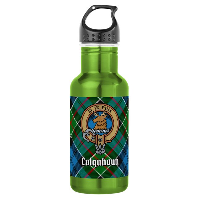 Bouteille D'eau Blason de Clan Colquhoun sur Tartan (Devant)