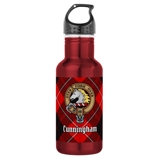 Bouteille D'eau Blason de Clan Cunningham sur tartan (Devant)