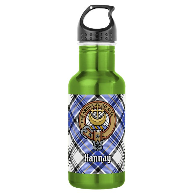 Bouteille D'eau Blason de Clan Hannay sur tartan (Devant)