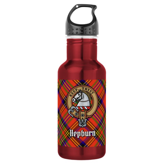 Bouteille D'eau Blason de Clan Hepburn sur tartan (Devant)