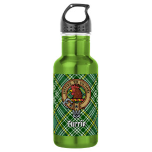 Bouteille D'eau Blason de coq du Clan Currie sur tartan