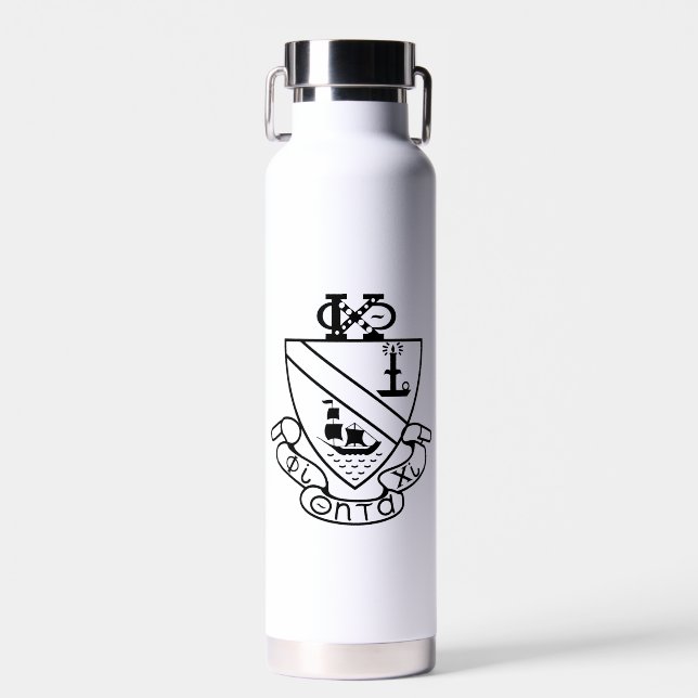 Bouteille D'eau Blason de Phi Chi Theta | N&B (Avant)