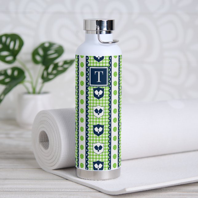 Bouteille D'eau Blason de pickleball Prépa Gingham - Citron & Nuit (Yoga)