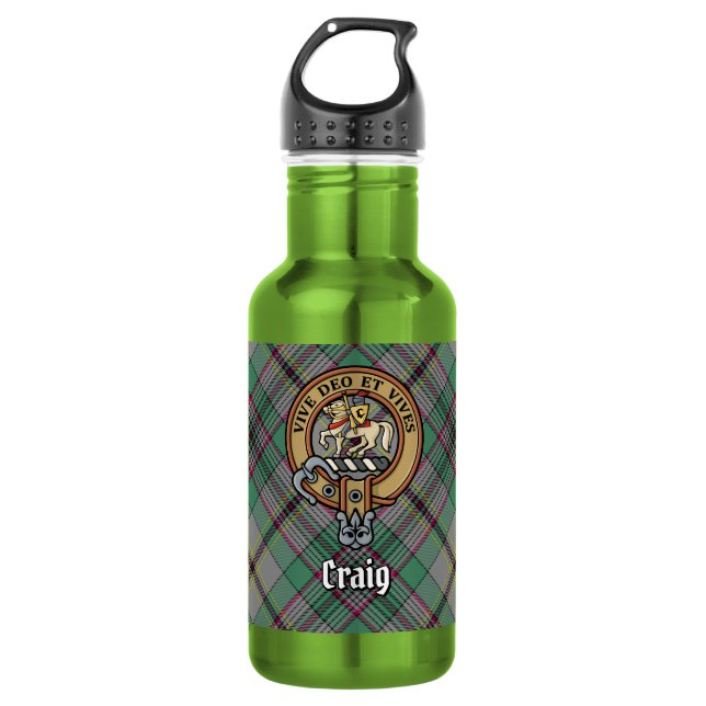Bouteille D'eau Blason du Clan Craig sur tartan (Devant)