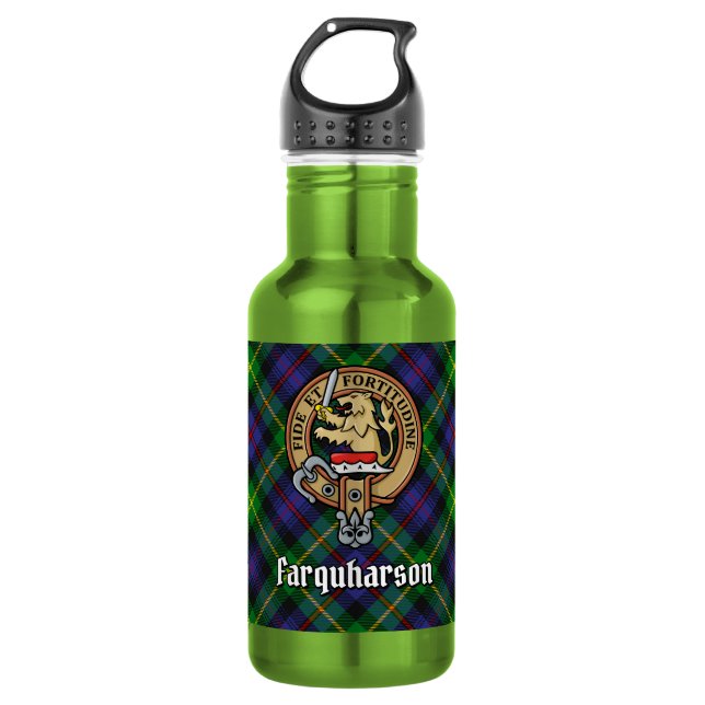 Bouteille D'eau Blason du clan Farquharson sur tartan (Devant)
