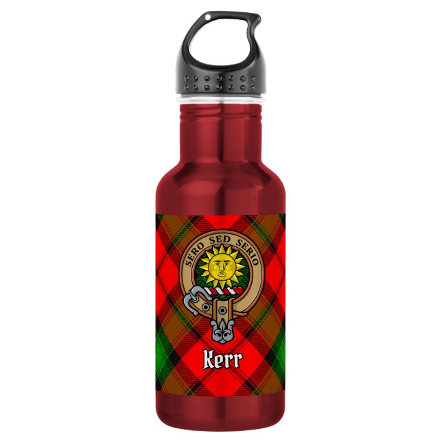 Bouteille D'eau Blason du clan Kerr sur tartan (Devant)