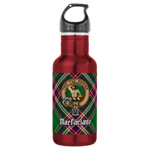 Bouteille D'eau Blason du Clan MacFarlane sur le tartan de chasse
