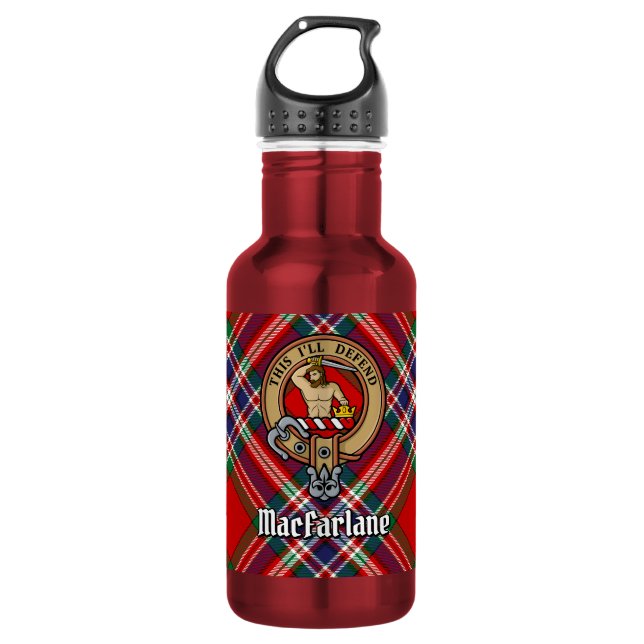 Bouteille D'eau Blason du clan MacFarlane sur tartan (Devant)