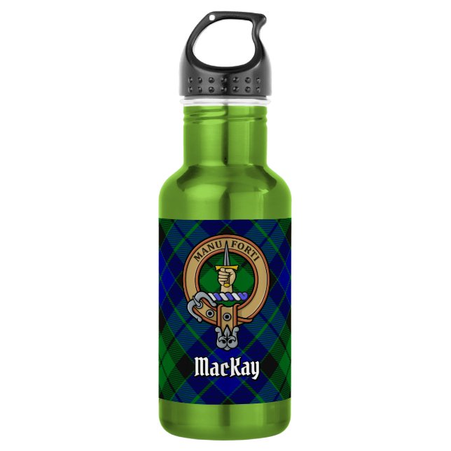 Bouteille D'eau Blason du clan MacKay sur tartan (Devant)