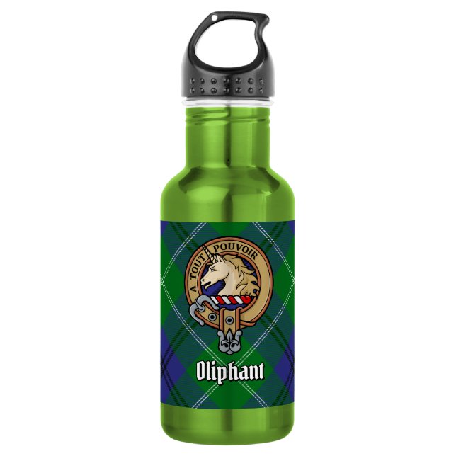 Bouteille D'eau Blason du clan Oliphant sur tartan (Devant)