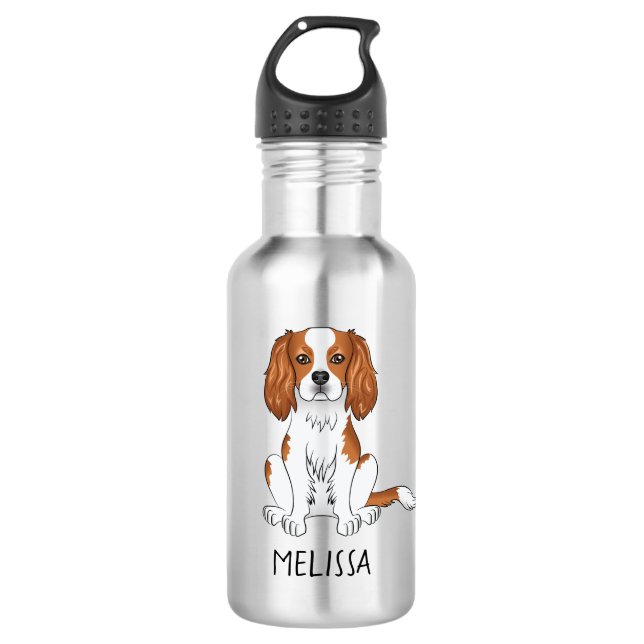 Bouteille D'eau Blenheim Cavalier King Charles Spaniel & Nom (Devant)