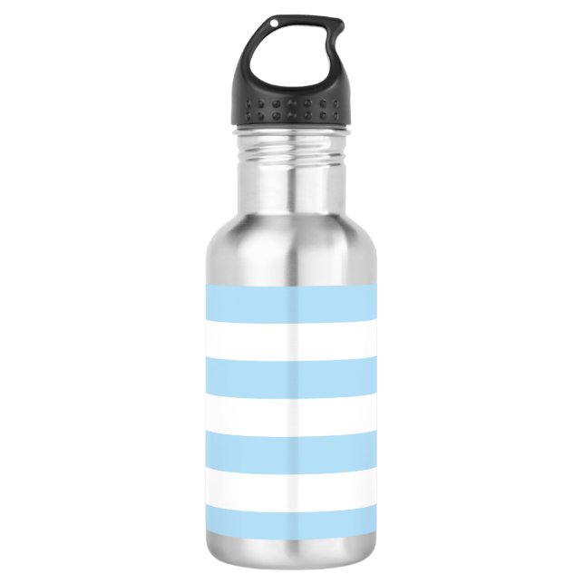 Bouteille D'eau Bleu, Blancs, Motif rayé (Devant)
