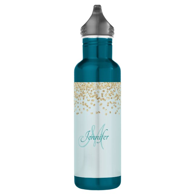 Bouteille D'eau Bleu De Mer Chatoyant Avec Étincelle De Parties sc (Droite)