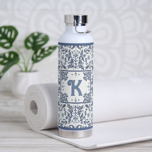 Bouteille D'eau Bleu Fancy Motif Floral Personnalisé