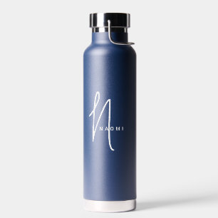 Bouteille D'eau Bleu Marine Nom de script monographique personna