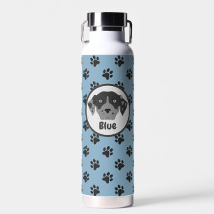 Bouteille D'eau Bleu mignon, empreinte de patte noir acier inoxyda