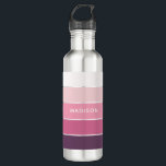 Bouteille D'eau Bloc de couleur de givre rose Nom personnalisé<br><div class="desc">Ce design coloré et moderne présente un motif en bloc de couleur dans les tons rose et violet avec votre nom personnalisé #bouteilles d'eau #drinkware #cadeaux personnalisés</div>