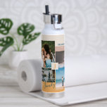 Bouteille D'eau Bloc de couleur moderne Family Photo Collage<br><div class="desc">Cette bouteille d'eau de collage photo personnalisée comporte des blocs de couleur et une typographie élégants avec un thème jaune, rose et vert turquoise. Remplacez ces 4 photos par la vôtre et personnalisez le texte avec votre nom de famille et vos initiales. D'autres designs sont disponibles dans ma boutique BaraBomDesign....</div>