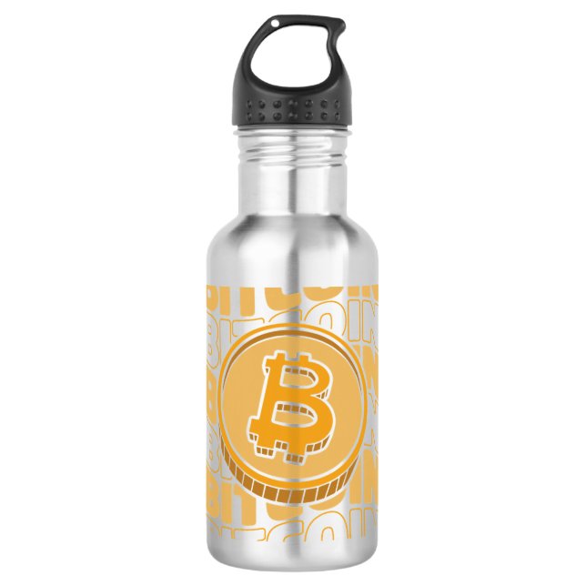 Bouteille D'eau Blocs de texte Bitcoin Crypto Cryptomonnaie Bit (Devant)
