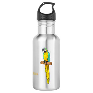 Bouteille D'eau Blue-and-yellow macaw bird cartoon illustration