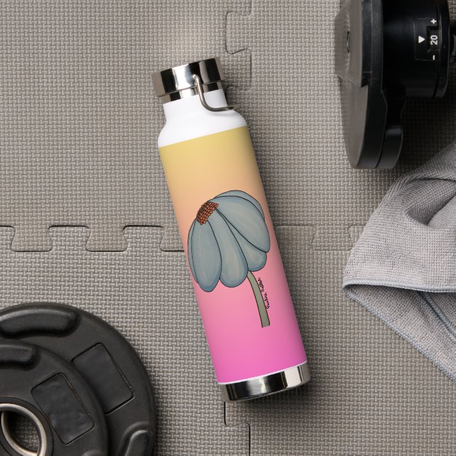 Bouteille D'eau Blue Flower with Pink background (Salle de sport (pivotée))