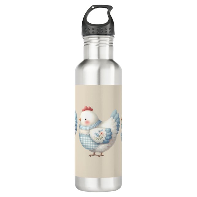 Bouteille D'eau Blue Gingham Cottage Hen (Devant)