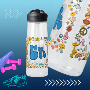 Bouteille D'eau Blue LOVE 70's Theme Shapes & Symboles