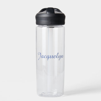 Bouteille D'eau Blue Plain Élégant Moderne Calligraphie Nom