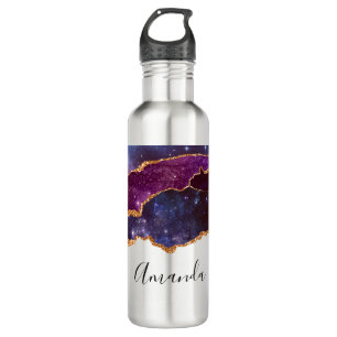 Bouteille D'eau Blue & Purple Space & Stars Agate moderne