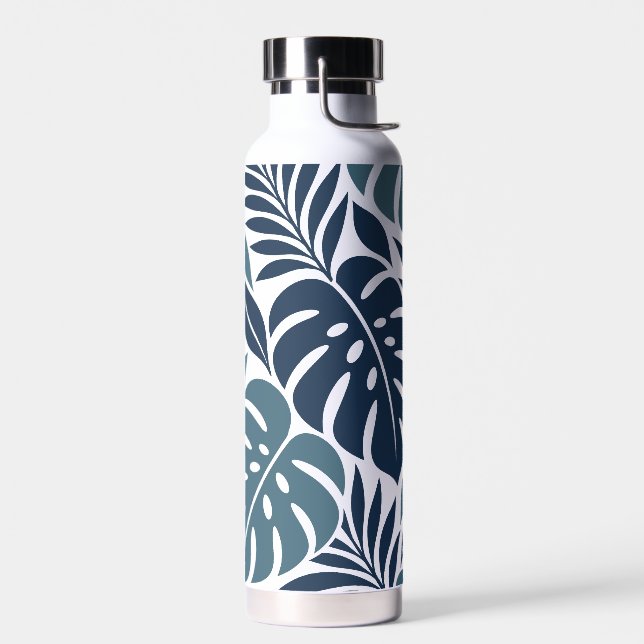 Bouteille D'eau Blue Tropical Leaf Wrap Pattern (Gauche)