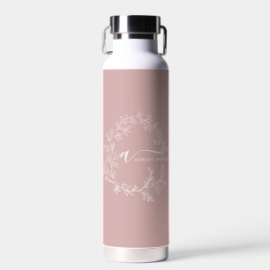 Bouteille D'eau Blush Dusty rose moderne Script Girl Monogramme No