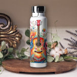 Bouteille D'eau Boho Country Western Floral Guitare Ajouter un nom<br><div class="desc">Bouteille d'eau de guitare.</div>