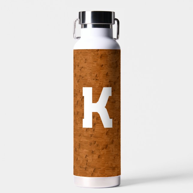 Bouteille D'eau Boho Rustique Texturé Bois brun personnalisé (Avant)