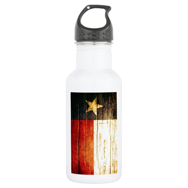 Bouteille D'eau Bois de drapeau du Texas vieux (Devant)