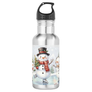 Bouteille D'eau Bonhomme de neige de patinage sur glace