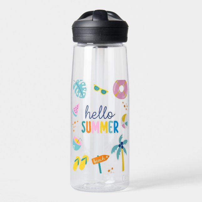 Bouteille D'eau Bonjour Amusement de Plage d'Été Design Rétro (Avant)