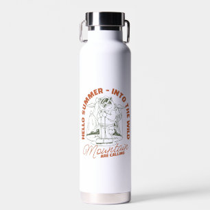 Bouteille D'eau Bonjour Été - Dans La Nature - Camper Chat Vintage