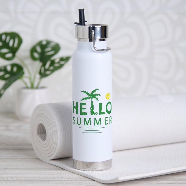 Bouteille D'eau Bonjour l'été (Yoga (pivotée))