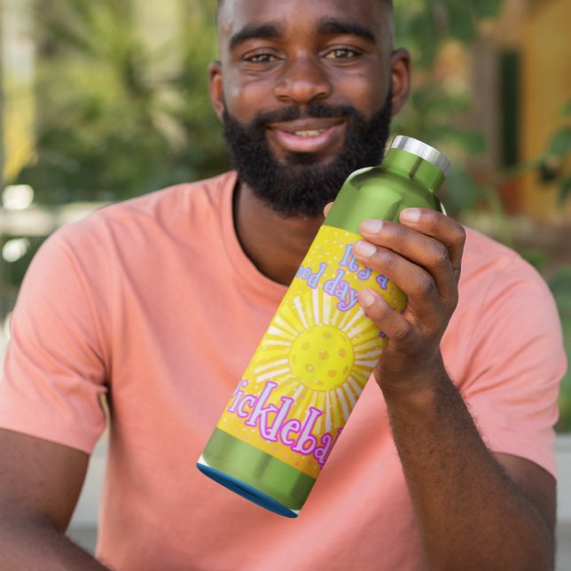 Bouteille D'eau Bonne Journée Pour Jouer Au Pickleball (Keep hydrated with this colorful pickleball water bottle!)