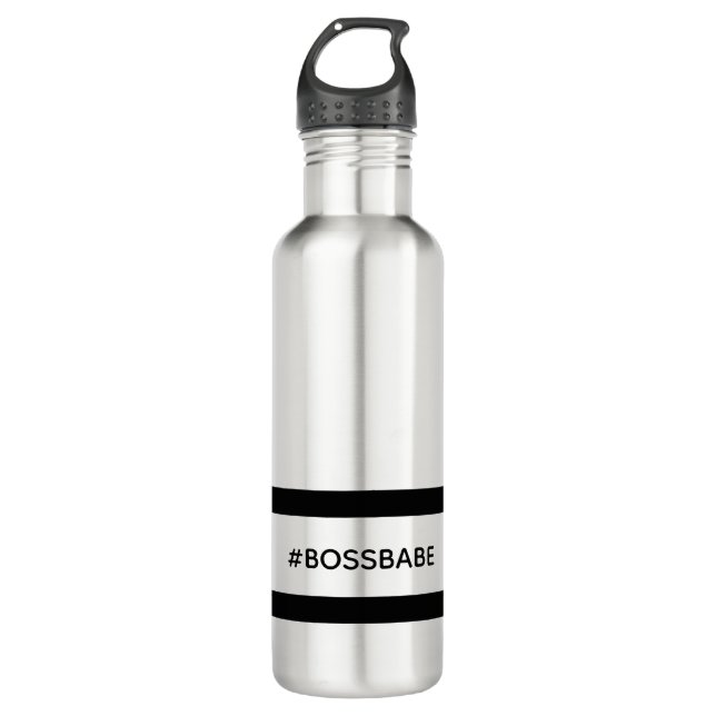 Bouteille D'eau Bossbabe black fun motivation femme (Devant)