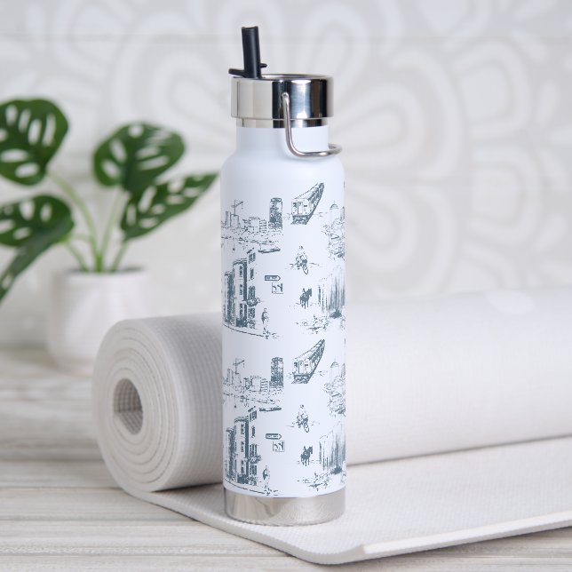 Bouteille D'eau Boston Toile Blue (Yoga)
