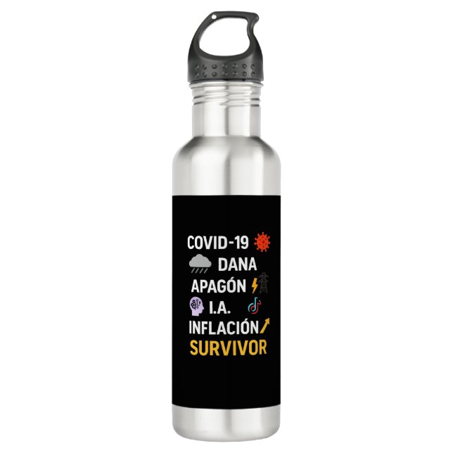 Bouteille D'eau Botella acero inoxidable “Survivor” – Humor digita (Devant)