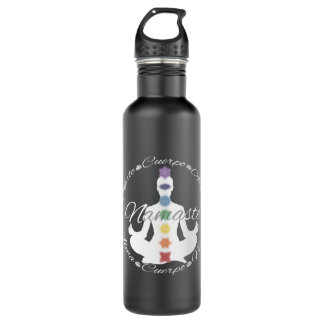 Bouteille D'eau Botella De Agua Yoga Loto Chakras Namaste Blanco